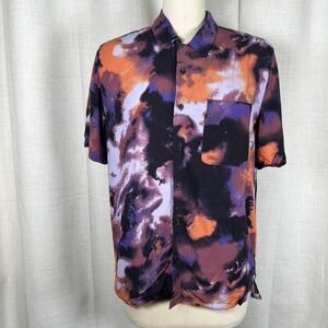 Urban Outfitters Nights Dye Rayon Button Down Shirt Men's Medium Watercolor